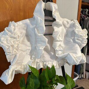 1980s Gigot Sleeve White Bolero Shrug